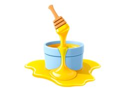 Honey dripping from a honey dipper into a jar, isolated on transparent background png