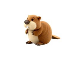 Cute cartoon beaver with fluffy fur and big teeth png
