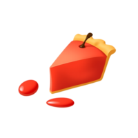 Delicious slice of cherry pie with drippings on a transparent background png