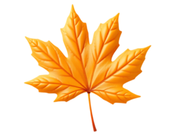 A vibrant orange maple leaf isolated on a transparent background png