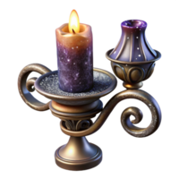 extraordinary artistic Wrought Iron Candle Holder Side View Isolated with Scroll Design high quality png