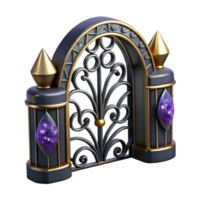 stunning artistic Wrought Iron Garden Gate Arched Design Isolated genuine png