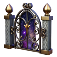 dramatic abstract Wrought Iron Gate Isolated with Decorative Scrollwork professional png