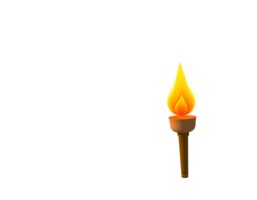 Torch with burning flame, isolated on a transparent background. png