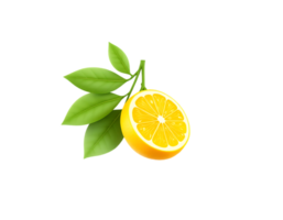 Lemon slice with leaves isolated on a transparent background png