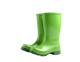 Pair of bright green rain boots isolated on transparent background png