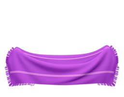 Purple towel with white stripes and fringes on a transparent background png