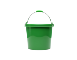 Green plastic bucket with handle on transparent background png