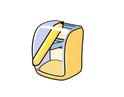 A close-up of a yellow pencil being sharpened by a pencil sharpener. png