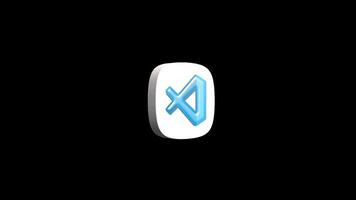 Visual Studio Code 3d icon animation transparent background video