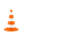 Orange and white traffic cone isolated on transparent background. png