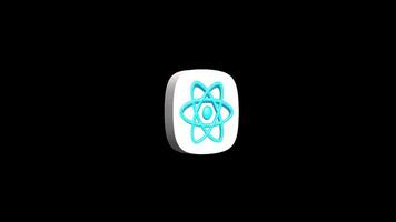 React js programing language 3d icon animanton transparent background video