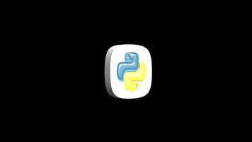 Python programing language 3d icon animation transparent background video