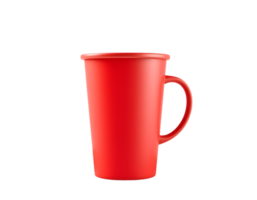 Red ceramic mug with a handle, isolated on transparent background png