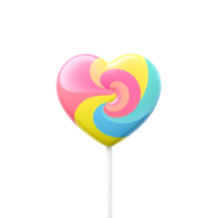 Heart-shaped colorful lollipop on a stick png