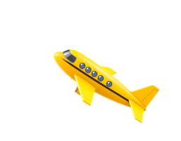 Yellow Airplane Isolated on Transparent Background - 3D Rendering png