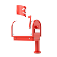 Red Mailbox with Flag Showing the Number 2 png