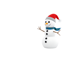 Smiling snowman with a red hat and blue scarf on a transparent background png
