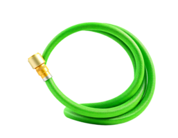 Coiled Green Garden Hose with Brass Fittings png