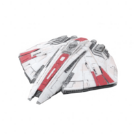 Futuristic spacecraft model with a sleek design, featuring a combination of white and red colors. Ideal for science fiction themes and creative projects. png
