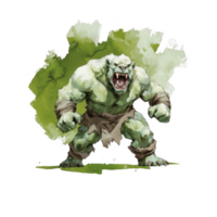 An illustration of a fierce green creature with a muscular build, showcasing a powerful stance png