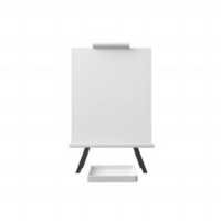 A blank easel board standing on a sturdy base, ready for presentations or brainstorming sessions. Ideal for office or classroom settings, featuring a minimalist design. png