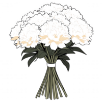 A beautifully illustrated bouquet of flowers with intricate details and lush green leaves, perfect for adding a touch of nature to any design or project. png