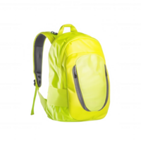 A bright yellow backpack with multiple compartments, ideal for school or travel, designed for comfort and style, perfect for everyday use. png