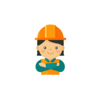 A cheerful construction worker wearing a hard hat and orange vest, displaying confidence and readiness for work. Ideal for themes of industry and safety in labor. png