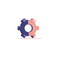 A colorful gear icon representing innovation and technology. Ideal for digital projects and presentations. White isolate background enhances visual impact. png