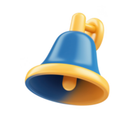 A colorful blue and yellow bell, symbolizing notifications and reminders, with a playful design on a white isolated background. png