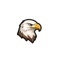 A detailed illustration of an eagle's head in profile, showcasing its fierce expression and striking features against a white isolated background. png