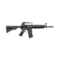 A detailed view of a modern assault rifle, showcasing its sleek design and tactical features against a white isolate background. png