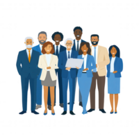 A diverse group of professionals standing together, showcasing teamwork and collaboration. Ideal for business-related themes and corporate presentations. png