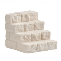 A detailed view of white stone stairs, showcasing the texture and design. The steps rise in three tiers, ideal for architectural and design projects. png