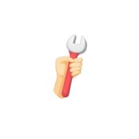 A hand holding a wrench, symbolizing repair and maintenance. Suitable for concepts related to tools, engineering, and mechanical work, isolated on a white background. png