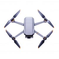 A modern drone with four propellers, showcased against a white isolated background, highlighting its sleek design and advanced technology. png