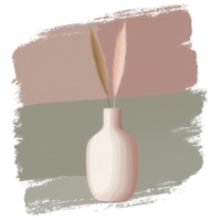 A minimalistic vase with dried pampas grass against a soft pastel background, adding elegance and tranquility to any space. Perfect for home decor and interior styling. png