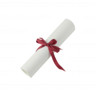 A rolled paper diploma tied with a red ribbon, symbolizing achievement and graduation png