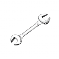 A shiny steel wrench with clean lines, designed for mechanical work, isolated on a white background, perfect for showcasing tools and equipment. png
