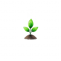 A simple green plant sprouting from dark soil, symbolizing growth and renewal, perfect for eco-friendly concepts and nature-themed projects. png