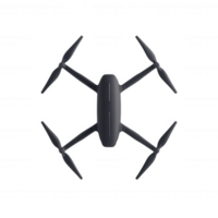 A sleek black drone viewed from above, showcasing its propellers and body design against a clean white background. png