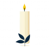 A soothing candle with a gentle flame, complemented by a small green leaf at the base, ideal for creating a calming atmosphere in any setting. png