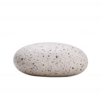 A smooth, oval-shaped pebble with a light speckled surface, isolated on a white background, showcasing its natural beauty and unique texture. png