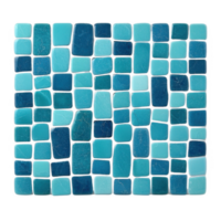 A vibrant collection of blue mosaic tiles arranged in a visually appealing pattern. Ideal for decorative projects and inspirations. png