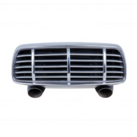 Car front grill with dual exhaust pipes, showcasing a sleek and modern design, isolated on a white background. png