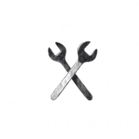 Crossed wrenches on a white isolated background, ideal for illustrating mechanical work or tool concepts. png
