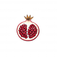 Freshly sliced pomegranate revealing juicy ruby-red seeds on a white isolate background. png