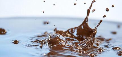 A close up of chocolate being splashed into water photo