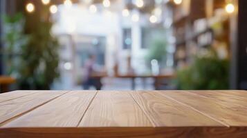 Table top with blurred background in restaurant photo